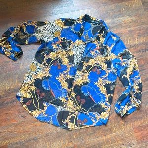 Sweet Rain chain print button down blouse